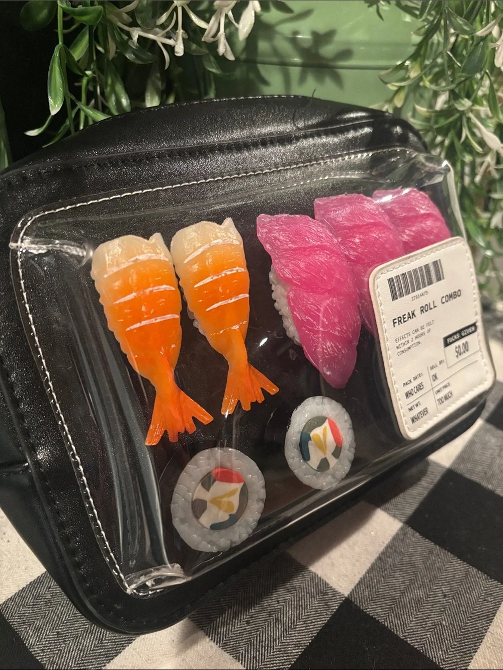Current Mood Clear-Front Black Crossbody with Orange & Pink Accents